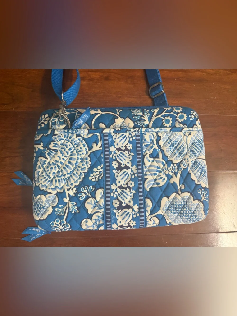 Vera Bradley Blue Lagoon Hard Side Tech Portfolio Organizer Case Bag Crossbody